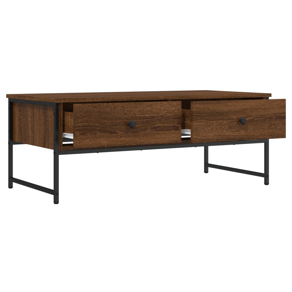 Table basse aspect chêne marron 101x49x39,5 cm en bois