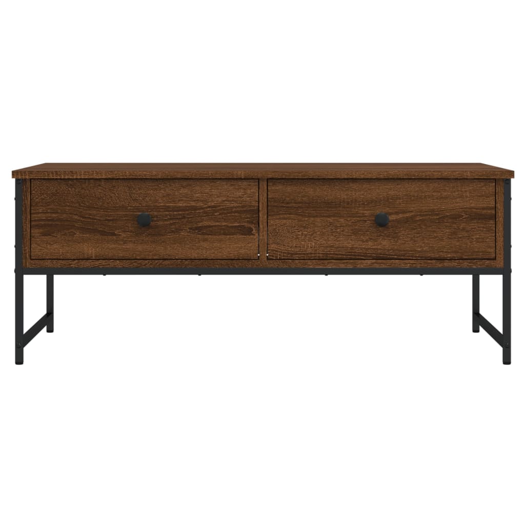 Table basse aspect chêne marron 101x49x39,5 cm en bois