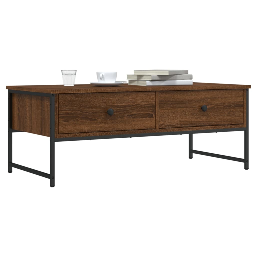 Table basse aspect chêne marron 101x49x39,5 cm en bois