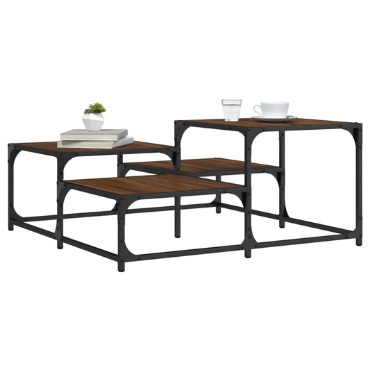 Table basse aspect chêne brun 87,5x87,5x40 cm en bois