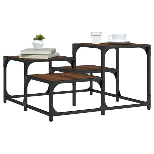 Table basse aspect chêne brun 68x68x40 cm en bois