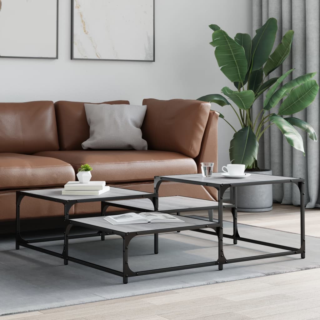 Table basse Sonoma grise 107x107x40 cm en bois