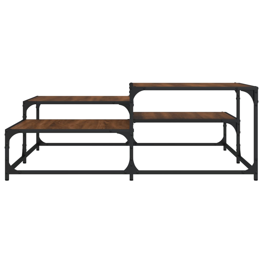 Table basse aspect chêne marron 107x107x40 cm en bois