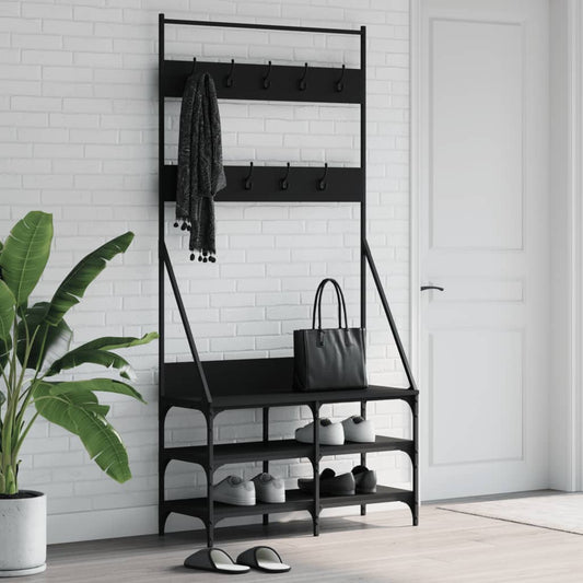 Clothes Rack with Shoe Rack Black 90x34x184 cm