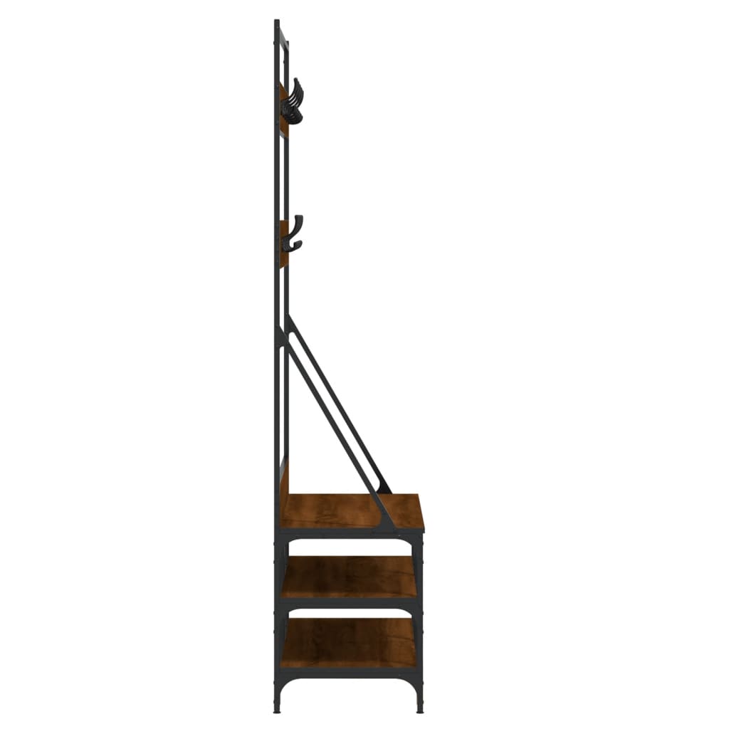 Portant à vêtements avec étagère à chaussures aspect chêne marron 100x40x184 cm