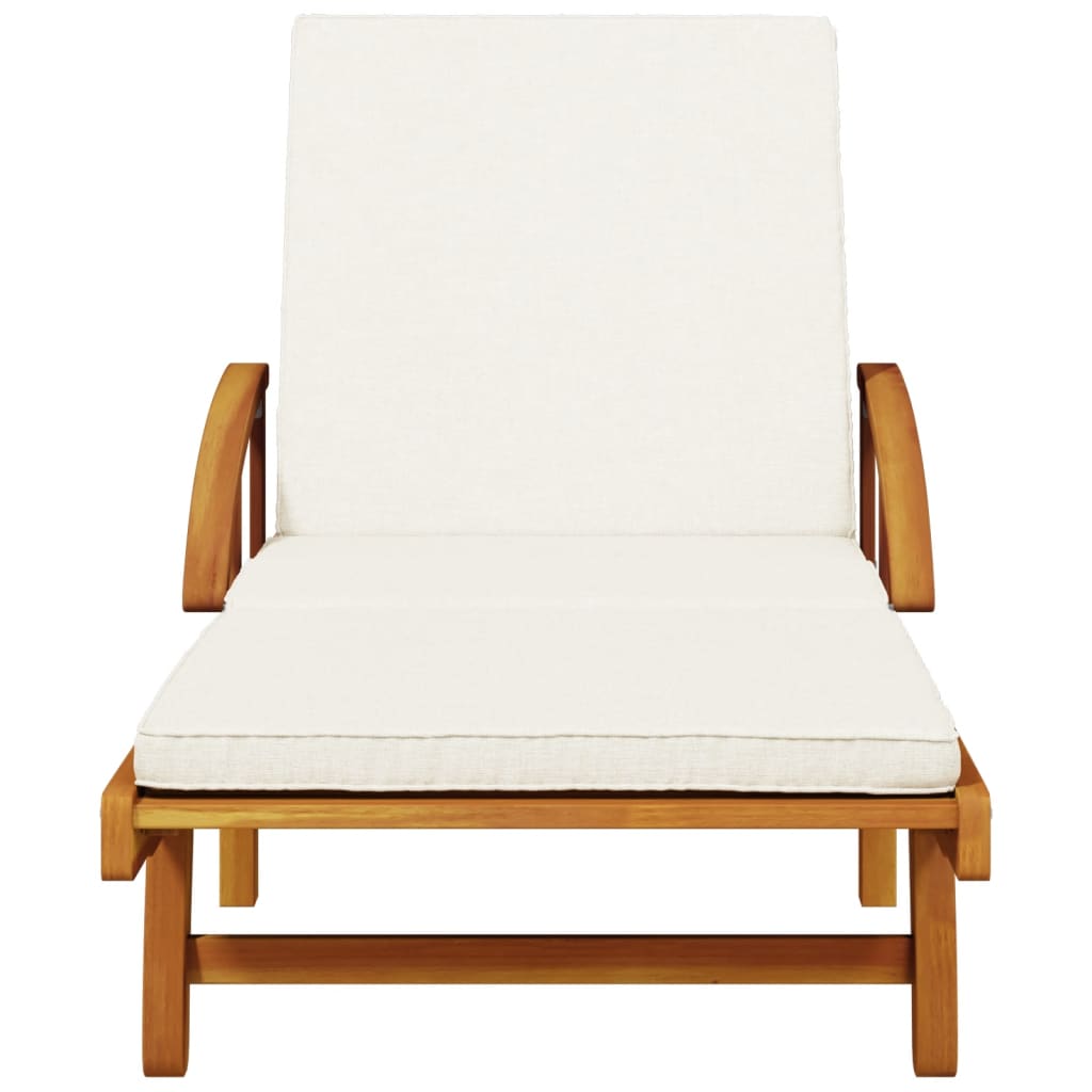 Chaises longues 2 pièces avec coussins 200x68x83 cm bois d'acacia massif