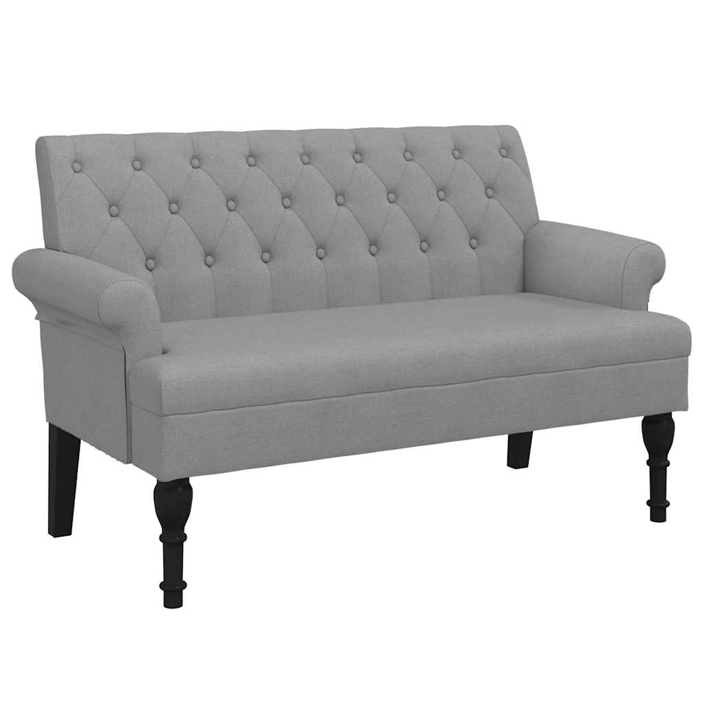 Sitzbank mit Rückenlehne Hellgrau 120x62x75,5 cm Stoff