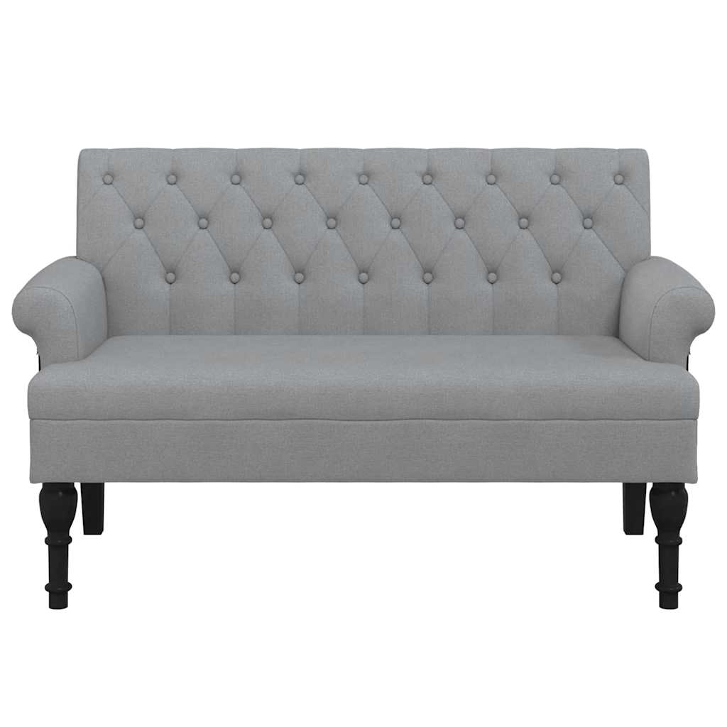 Sitzbank mit Rückenlehne Hellgrau 120x62x75,5 cm Stoff