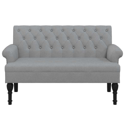 Sitzbank mit Rückenlehne Hellgrau 120x62x75,5 cm Stoff