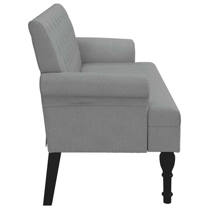 Sitzbank mit Rückenlehne Hellgrau 120x62x75,5 cm Stoff
