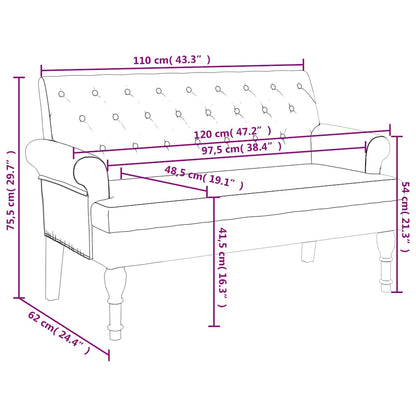 Sitzbank mit Rückenlehne Hellgrau 120x62x75,5 cm Stoff
