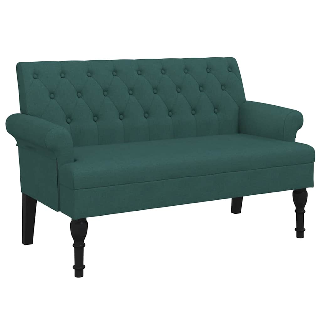 Sitzbank mit Rückenlehne Dunkelgrün 120x62x75,5 cm Stoff