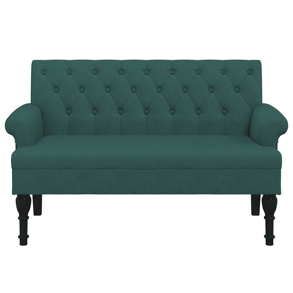 Sitzbank mit Rückenlehne Dunkelgrün 120x62x75,5 cm Stoff