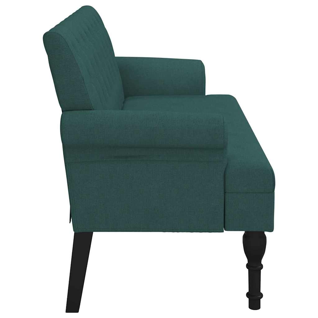 Sitzbank mit Rückenlehne Dunkelgrün 120x62x75,5 cm Stoff