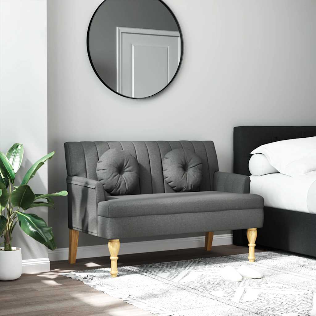 Sitzbank mit Kissen Dunkelgrau 113x64,5x75,5 cm Stoff