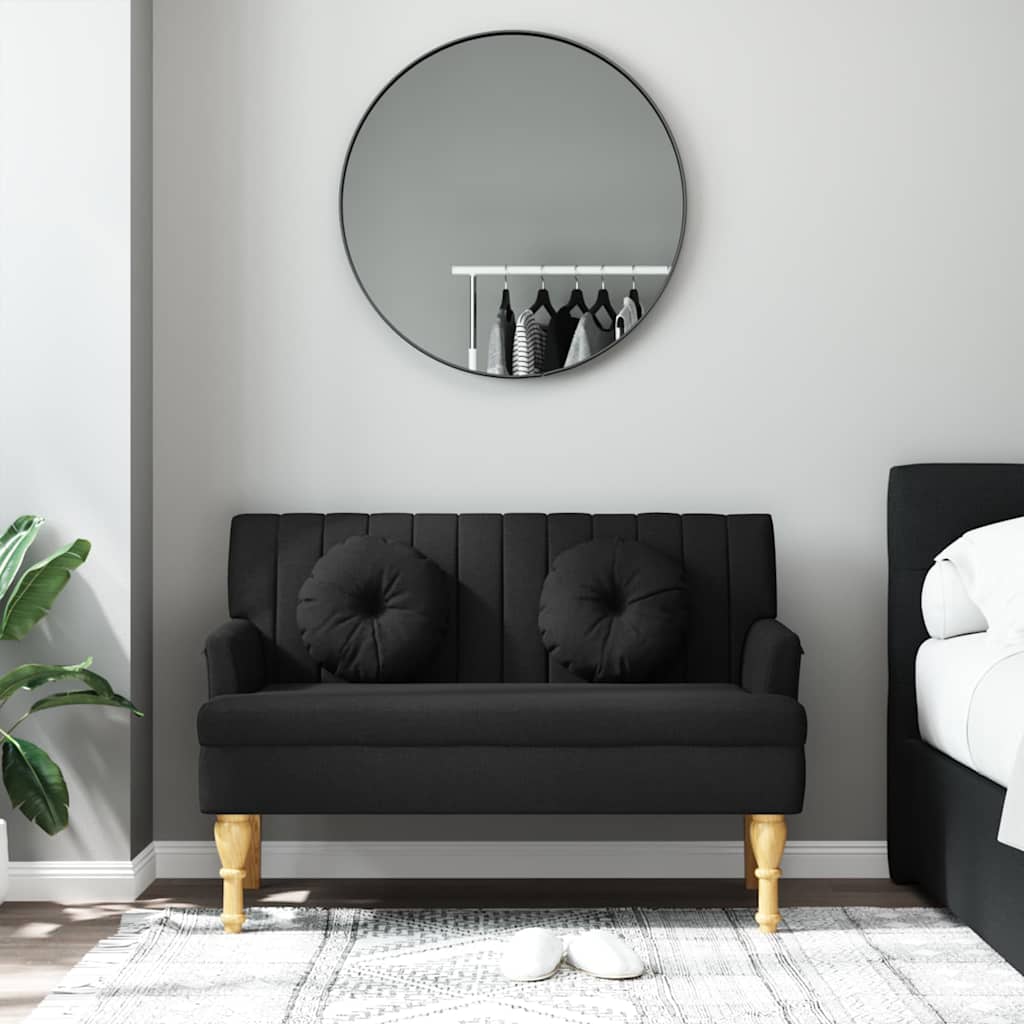 Sitzbank mit Kissen Schwarz 113x64,5x75,5 cm Stoff