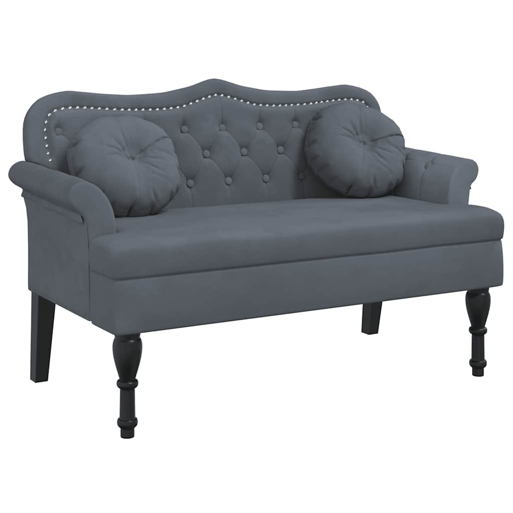 Bank mit Kissen Dunkelgrau 120,5 x 65 x 75 cm Samt