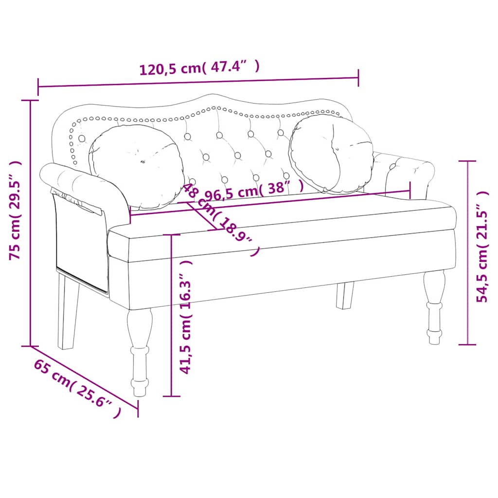 Sitzbank mit Kissen Rosa 120,5x65x75 cm Samt