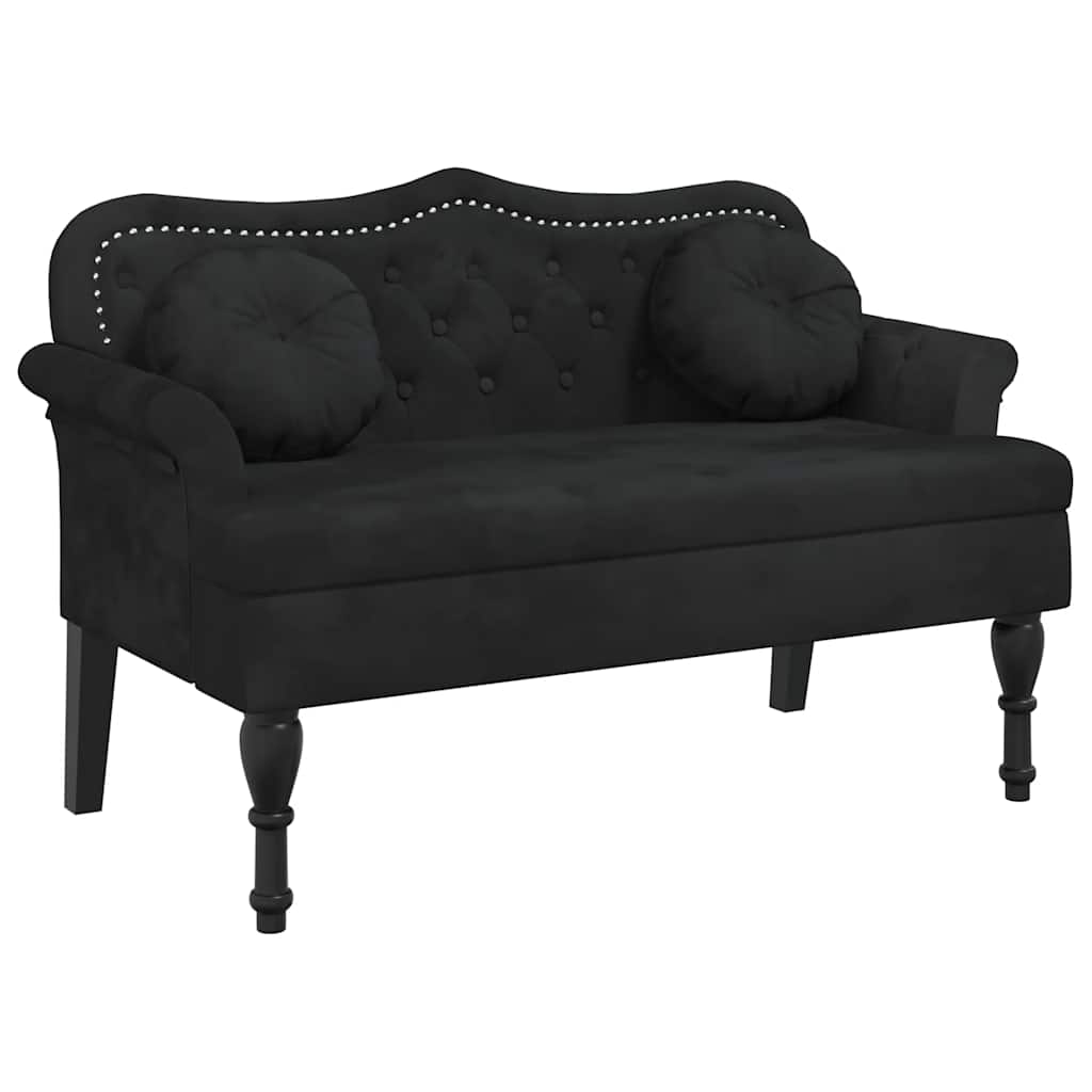 Bank mit Kissen Schwarz 120,5 x 65 x 75 cm Samt