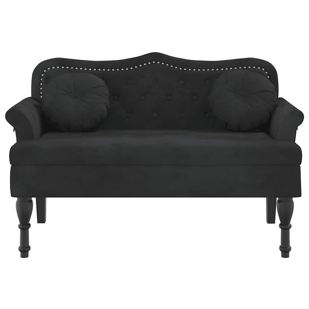 Bank mit Kissen Schwarz 120,5 x 65 x 75 cm Samt