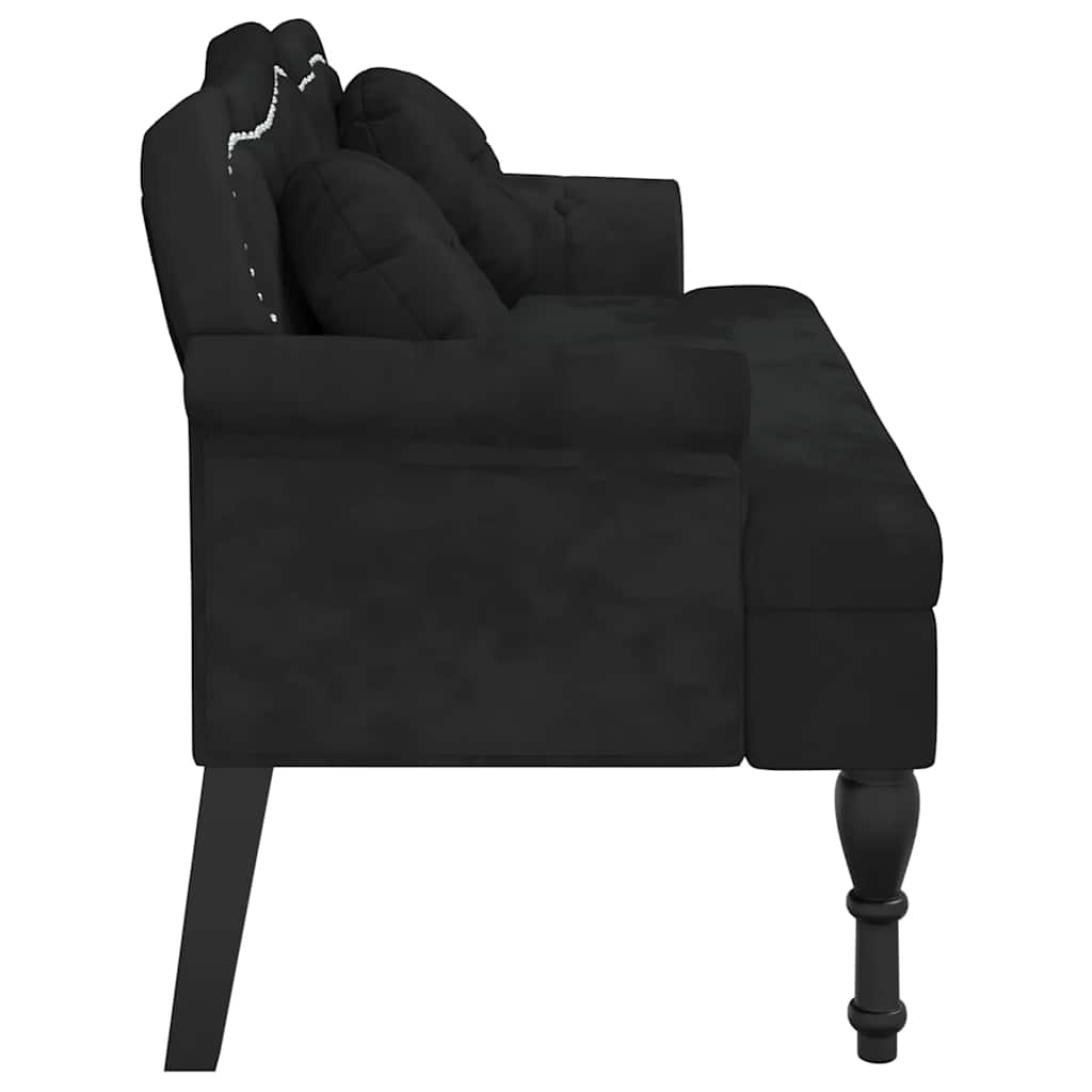 Bank mit Kissen Schwarz 120,5 x 65 x 75 cm Samt