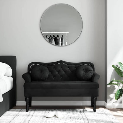 Bank mit Kissen Schwarz 120,5 x 65 x 75 cm Samt