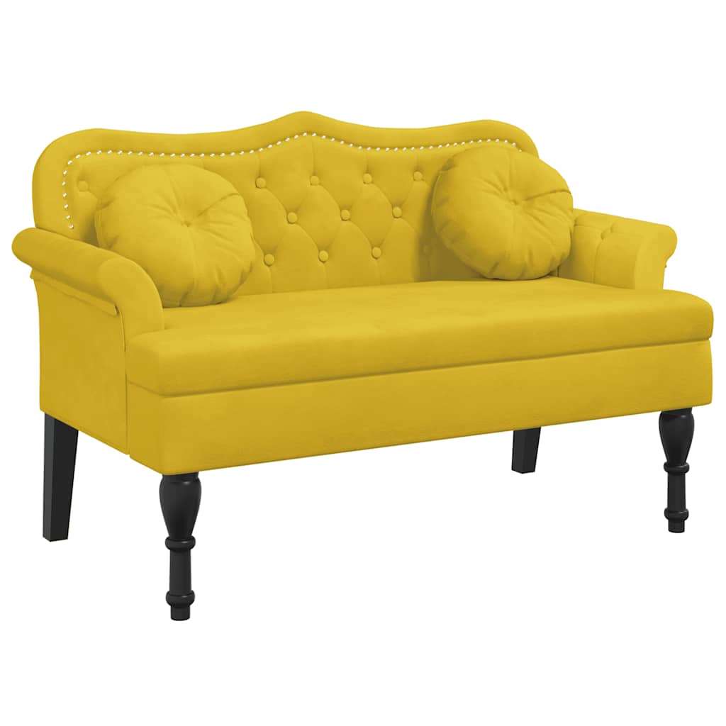 Sitzbank mit Kissen Gelb 120,5x65x75 cm Samt