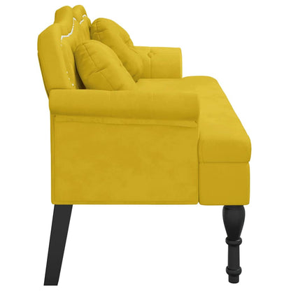 Sitzbank mit Kissen Gelb 120,5x65x75 cm Samt