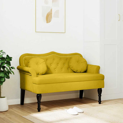Sitzbank mit Kissen Gelb 120,5x65x75 cm Samt