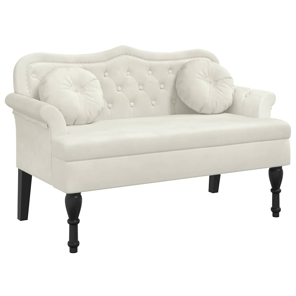Sitzbank mit Kissen Creme 120,5x65x75 cm Samt
