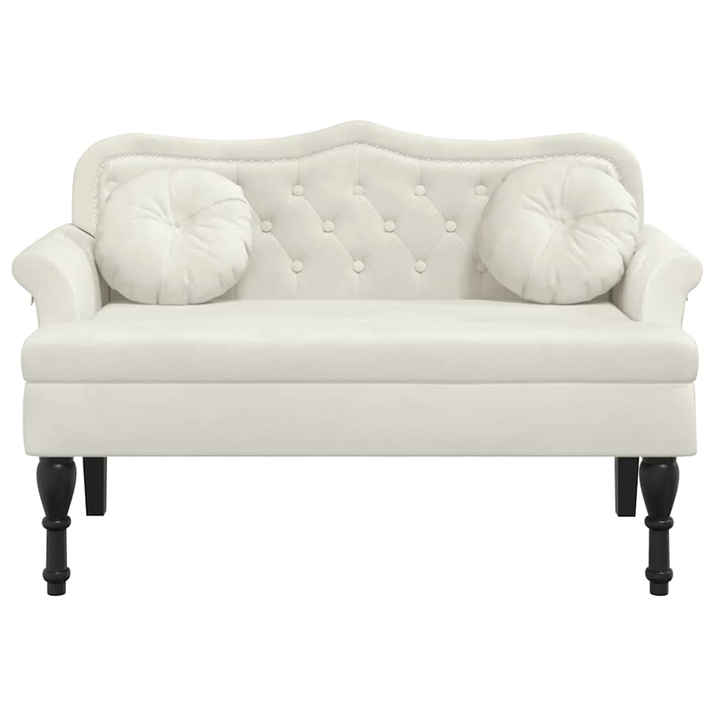 Sitzbank mit Kissen Creme 120,5x65x75 cm Samt