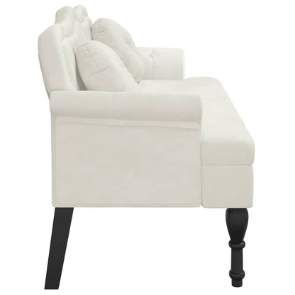 Sitzbank mit Kissen Creme 120,5x65x75 cm Samt