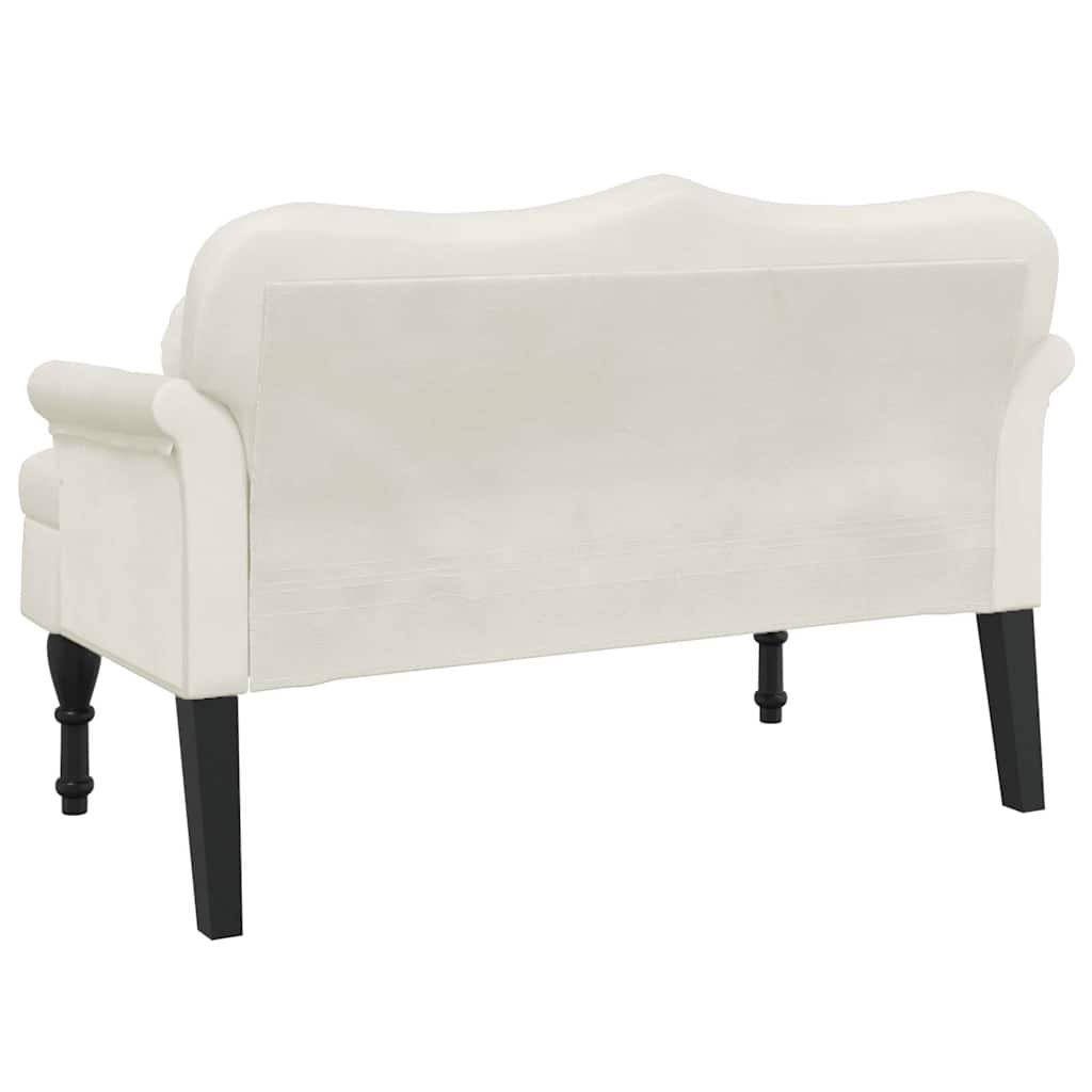 Sitzbank mit Kissen Creme 120,5x65x75 cm Samt