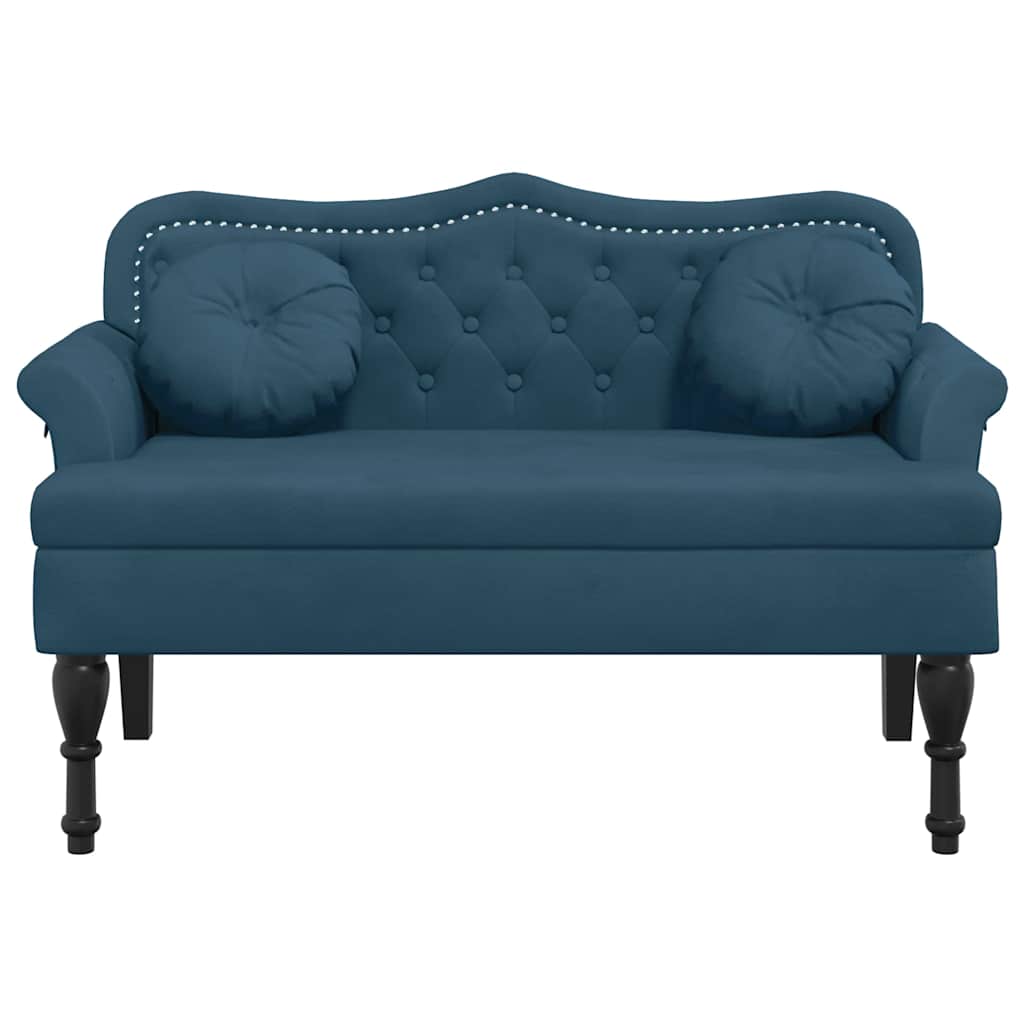Sitzbank mit Kissen Blau 120,5x65x75 cm Samt