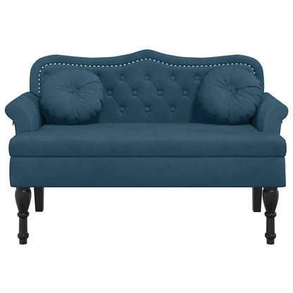 Sitzbank mit Kissen Blau 120,5x65x75 cm Samt