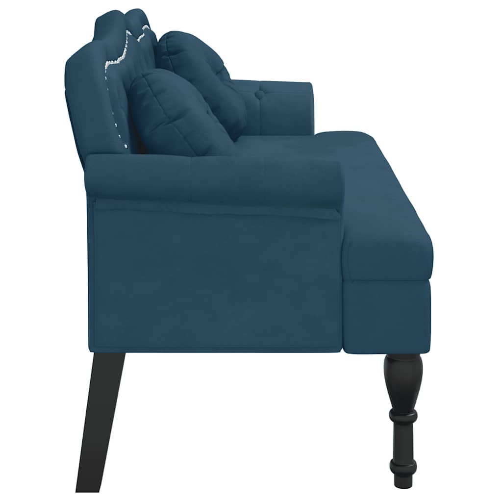 Sitzbank mit Kissen Blau 120,5x65x75 cm Samt