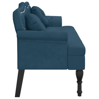 Sitzbank mit Kissen Blau 120,5x65x75 cm Samt