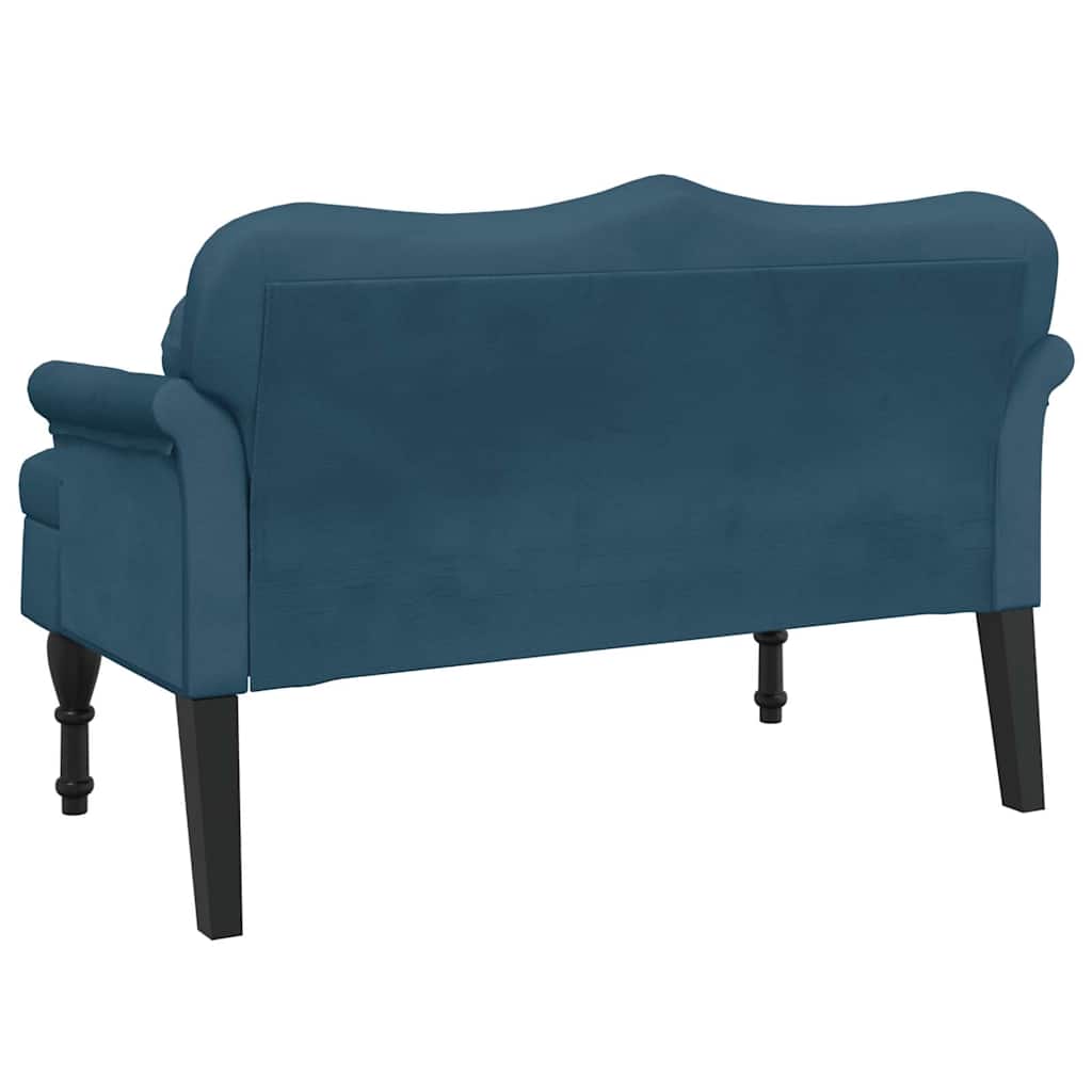 Sitzbank mit Kissen Blau 120,5x65x75 cm Samt