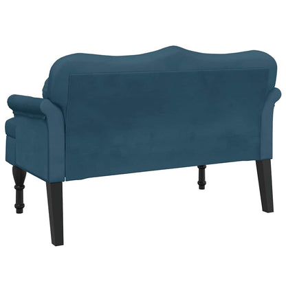 Sitzbank mit Kissen Blau 120,5x65x75 cm Samt