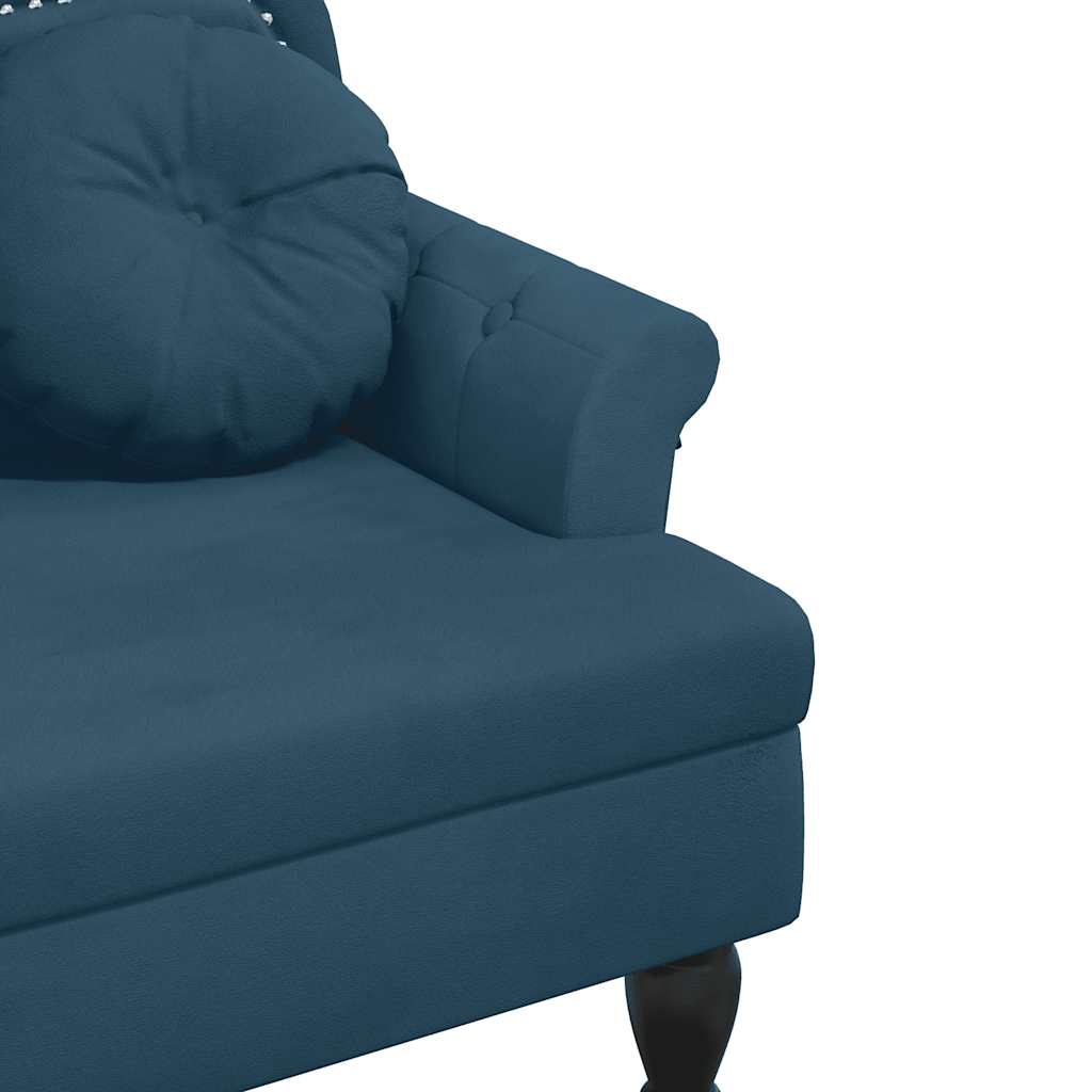 Sitzbank mit Kissen Blau 120,5x65x75 cm Samt