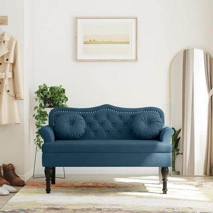 Sitzbank mit Kissen Blau 120,5x65x75 cm Samt