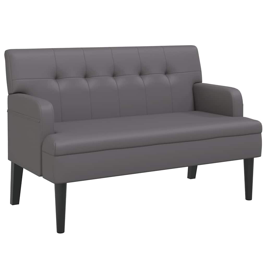 Sitzbank mit Rückenlehne Grau 112x65,5x75 cm Kunstleder