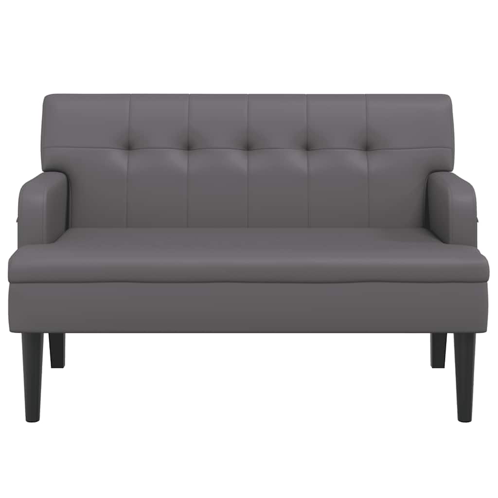 Sitzbank mit Rückenlehne Grau 112x65,5x75 cm Kunstleder