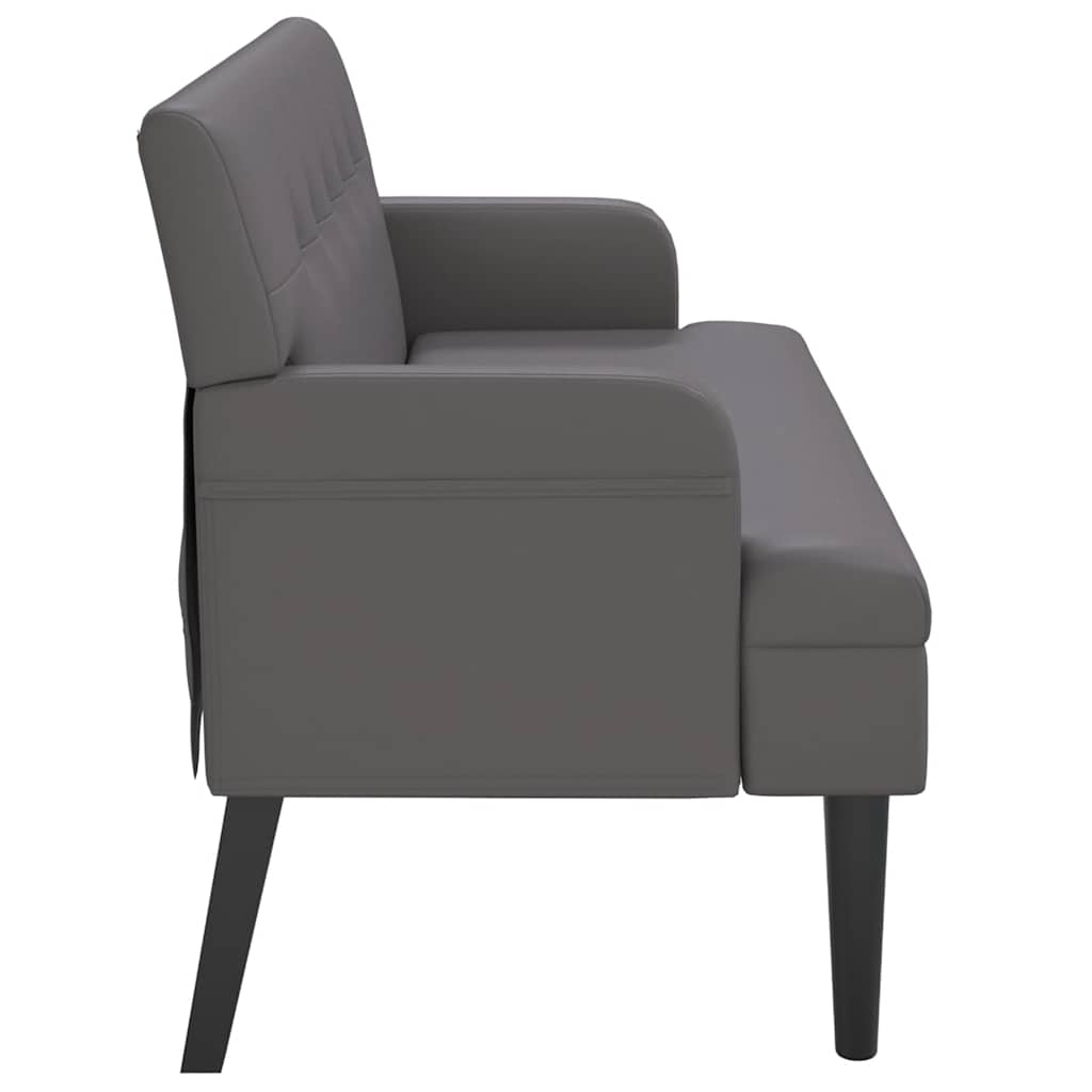 Sitzbank mit Rückenlehne Grau 112x65,5x75 cm Kunstleder
