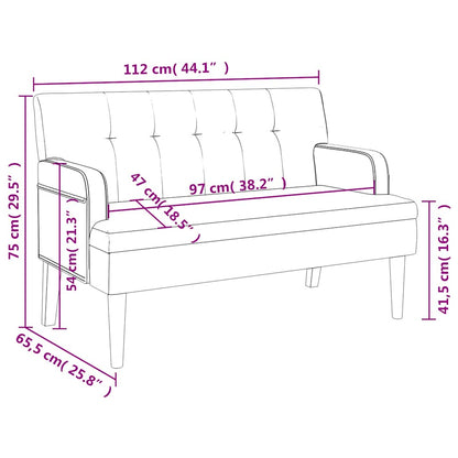 Sitzbank mit Rückenlehne Grau 112x65,5x75 cm Kunstleder
