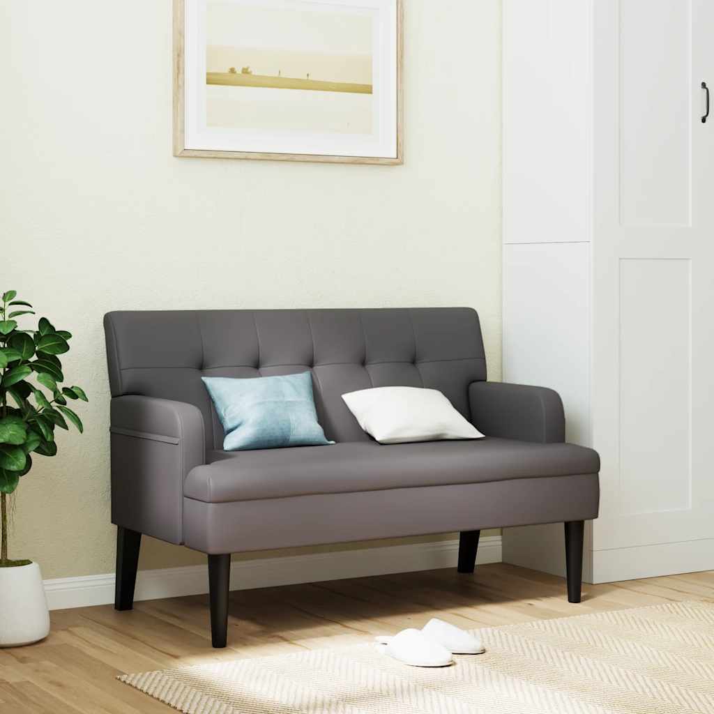 Sitzbank mit Rückenlehne Grau 112x65,5x75 cm Kunstleder