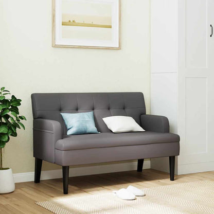 Sitzbank mit Rückenlehne Grau 112x65,5x75 cm Kunstleder