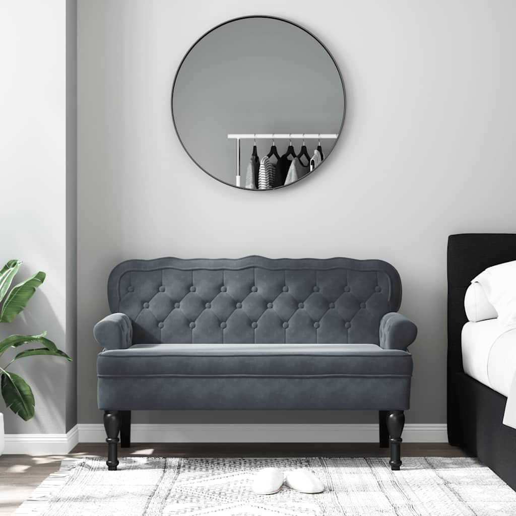 Sitzbank mit Rückenlehne Dunkelgrau 119,5x64,5x75 cm Samt