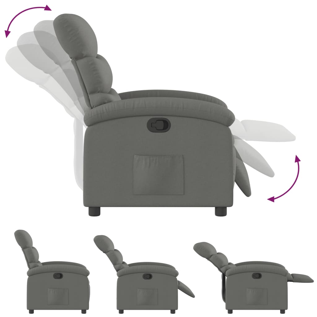 Fauteuil de relaxation tissu gris foncé