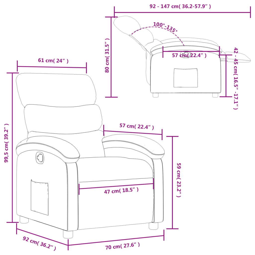 Fauteuil de relaxation tissu marron